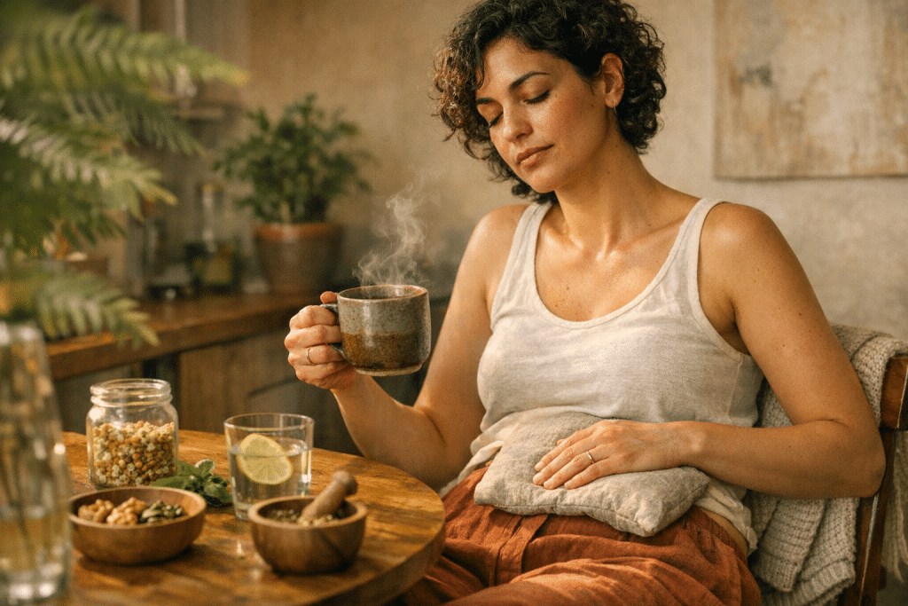 Nő gyulladáscsökkents menstruáció alatt, gyógytea és melegítőpárna